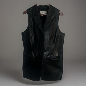 Vintage Paris Sports Club 100% Leather Vest Size Medium Metal Grunge Biker